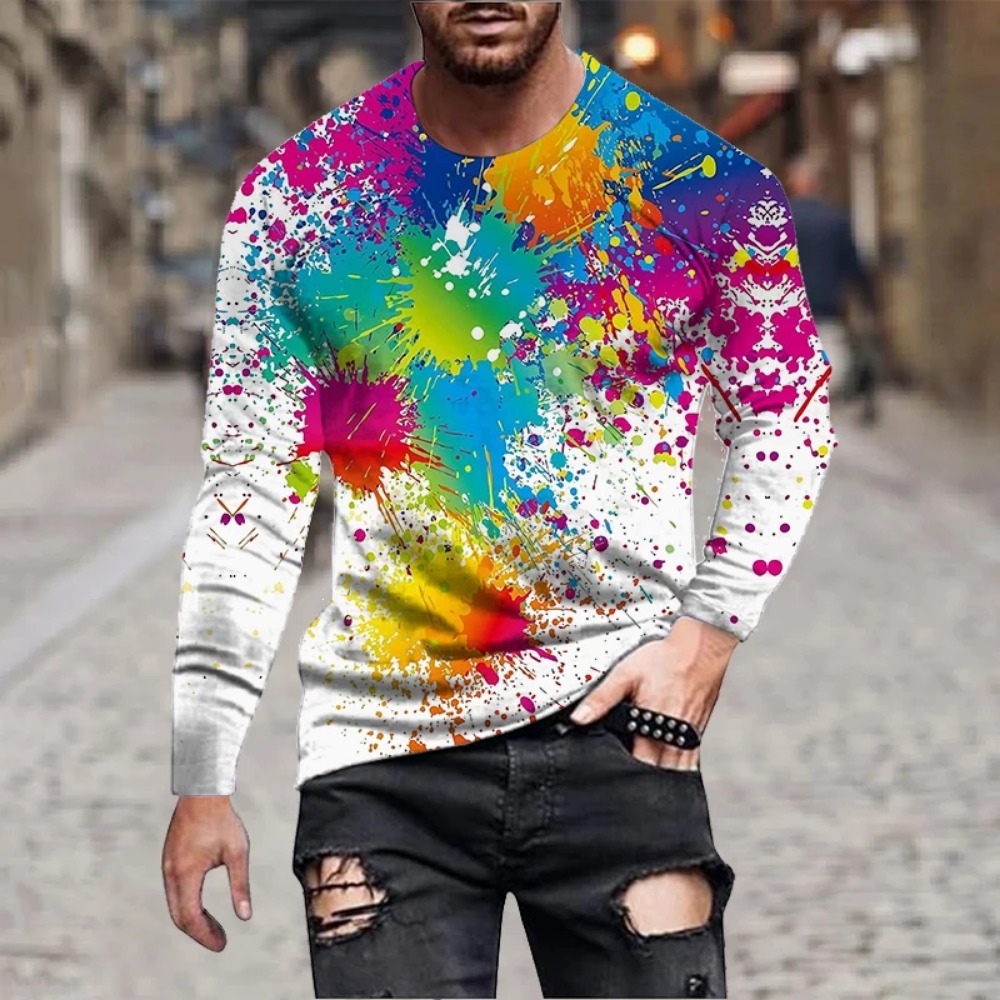 Men'S Fashion Trends 2025 - Men Rainbow Paint Splash 3D Printed