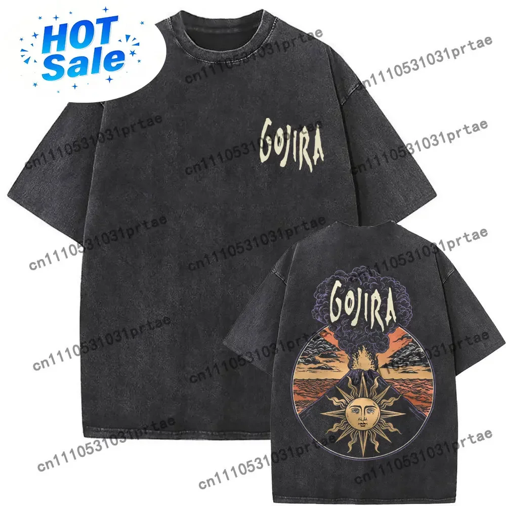 Graphic Tee Oversized - Washed Vintage Metal Band Gojira Magma