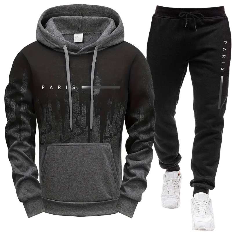 Men'S Fashion Trousers - Men's Set/Hoodie/Pants Paris New in Casual