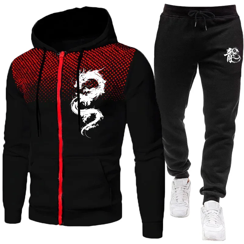 Men'S Fashion Zipper Hoodie - 2026 New Arrival Men's Tracksuit Dragon