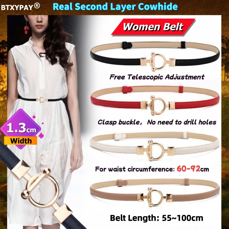 Leather Belt Braided - 1.3cm Width 1M Women OT Clasp