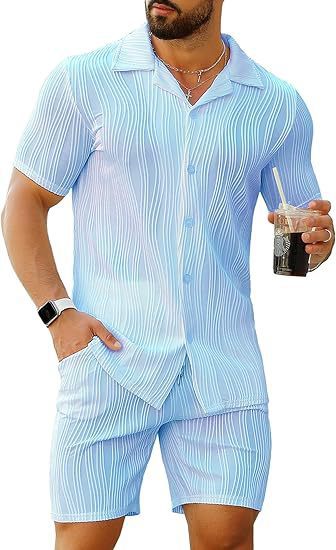 Men's 2 Piece Outfits Short Sl - Track Suit Men ulasan dan harga