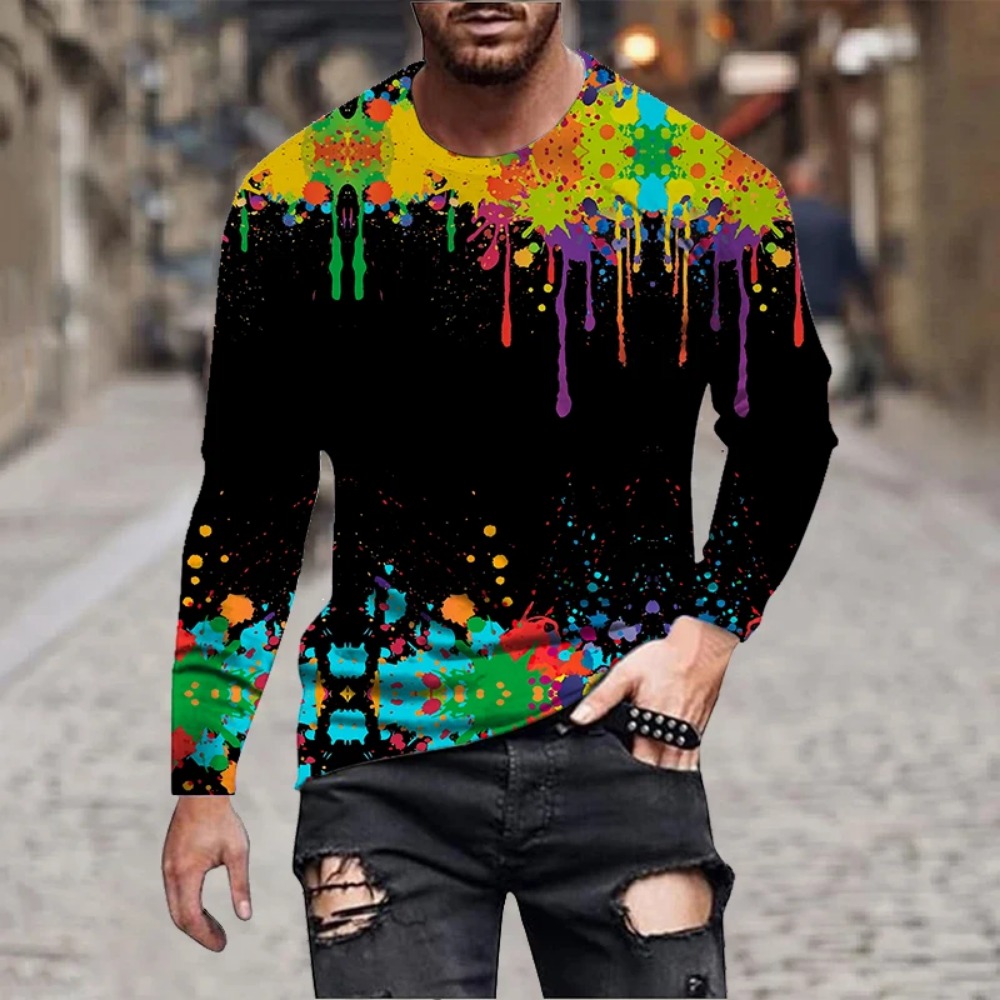 Men Rainbow Paint Splash 3D Pr - Men'S Fashion Trends 2025 ulasan dan harga