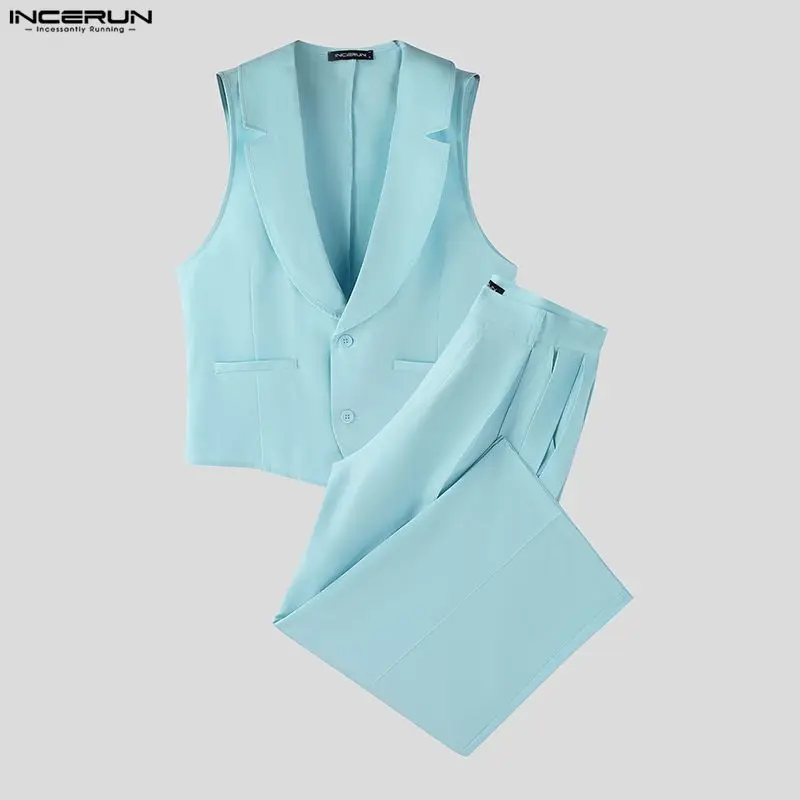 INCERUN Men Sets Solid Color V - Men'S Fashion Pants ulasan dan harga