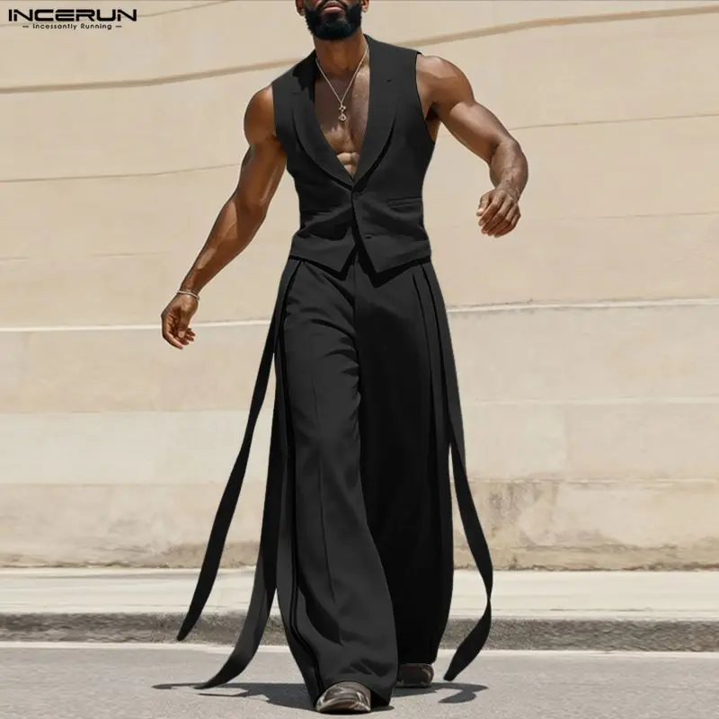 INCERUN Men Sets Solid Color V - Men'S Fashion Pants ulasan dan harga
