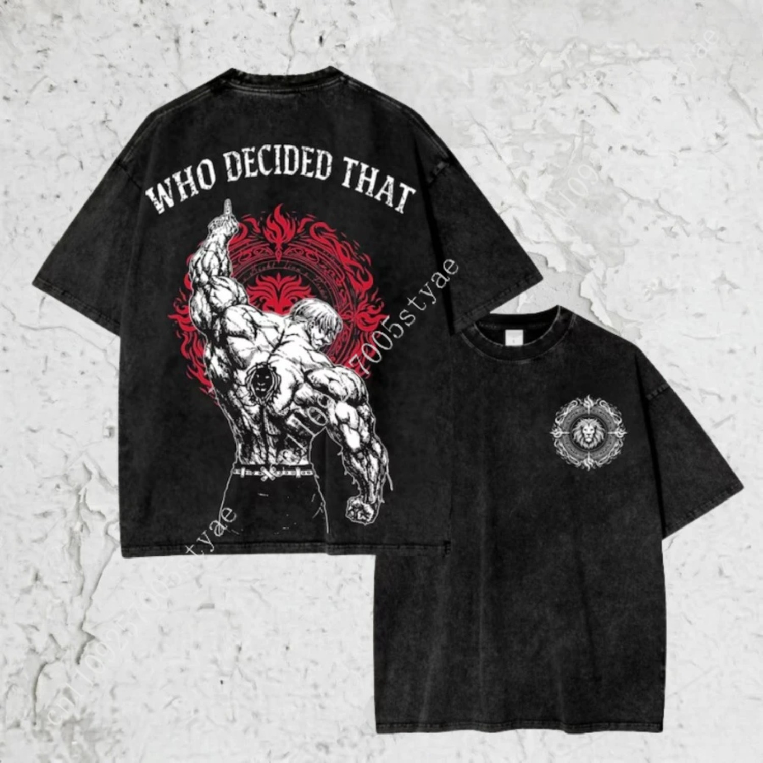 Vintage Washed Shirt, Escanor  - Graphic Tee Oversized ulasan dan harga