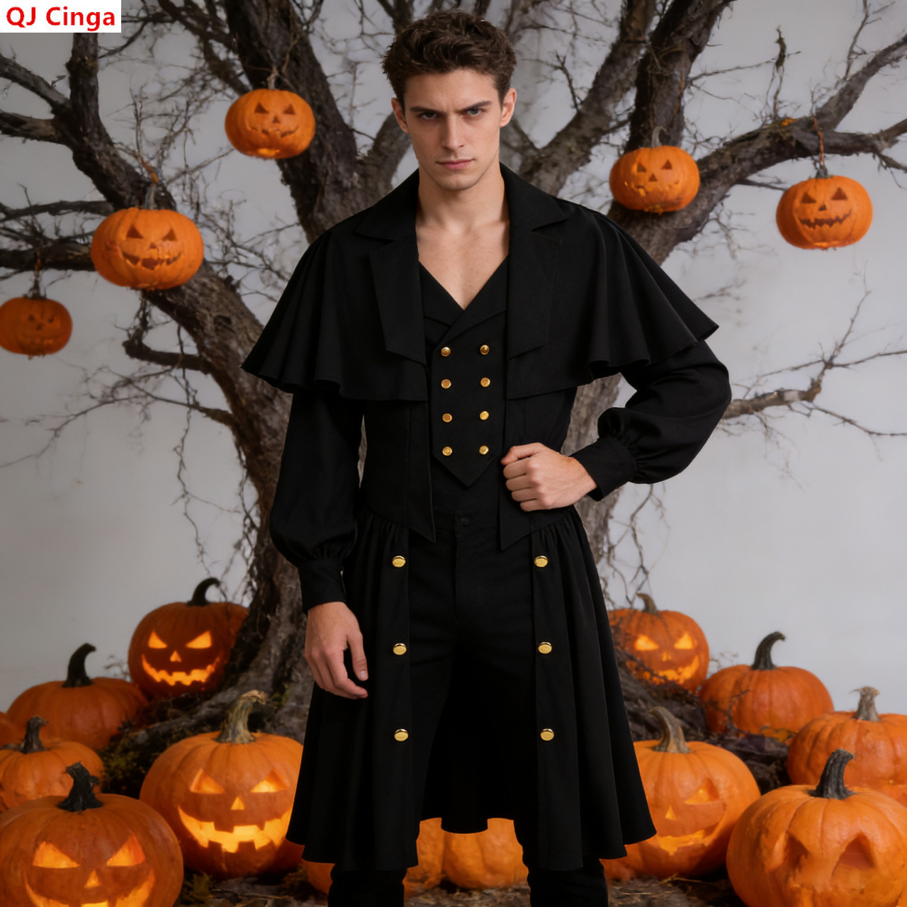 Vintage Gothic-style Men's Bla - Trench Coat Men ulasan dan harga