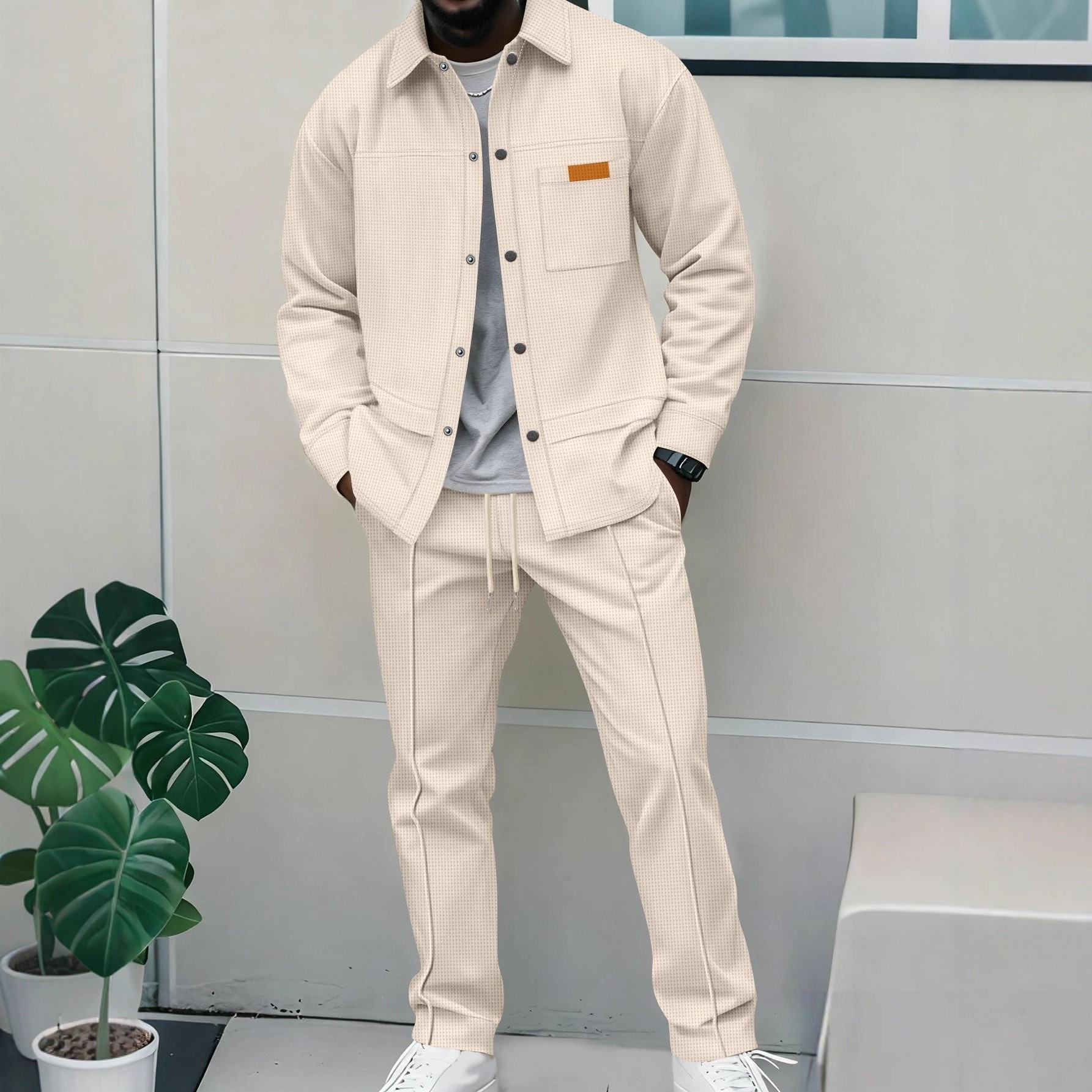 Men's Waffle Knit 2-Piece Trac - Track Suit Men ulasan dan harga
