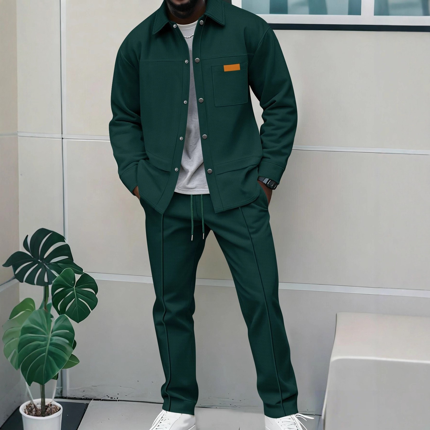 Men's Waffle Knit 2-Piece Trac - Track Suit Men ulasan dan harga