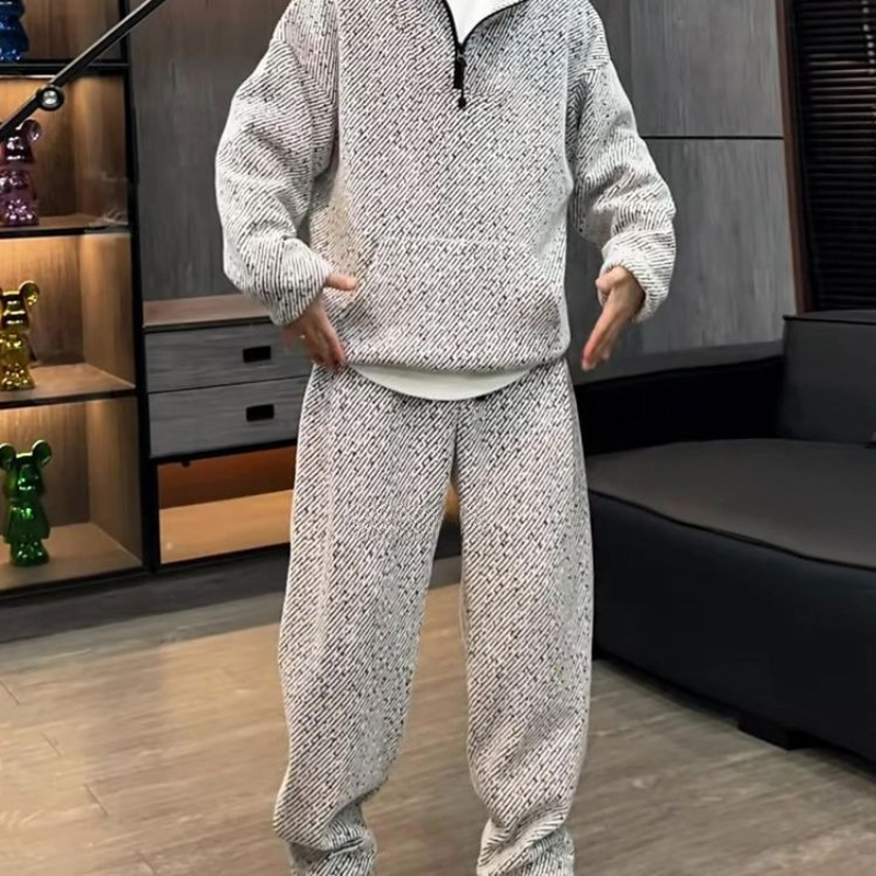 Men Striped Hoodie Set Thick F - Men'S Fashion Zipper Hoodie ulasan dan harga