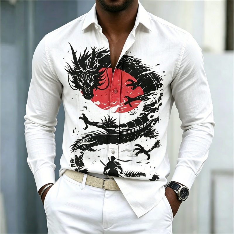2026 New Men's Shirt White Bla - Mens Fashion Wear ulasan dan harga