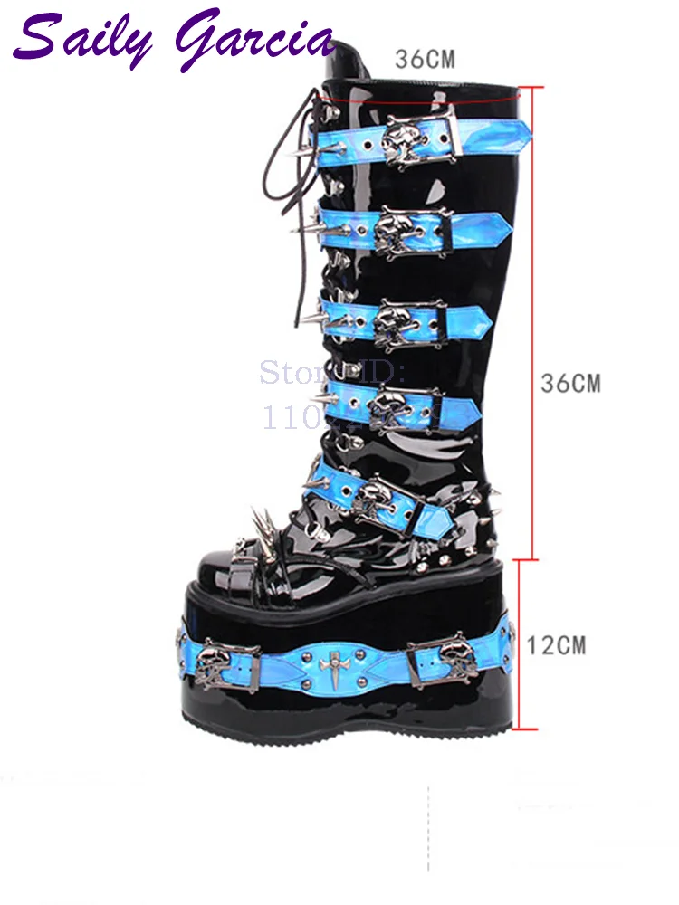 Skull Rivet Punk Knee-high Boo - Leather Belt Braided ulasan dan harga