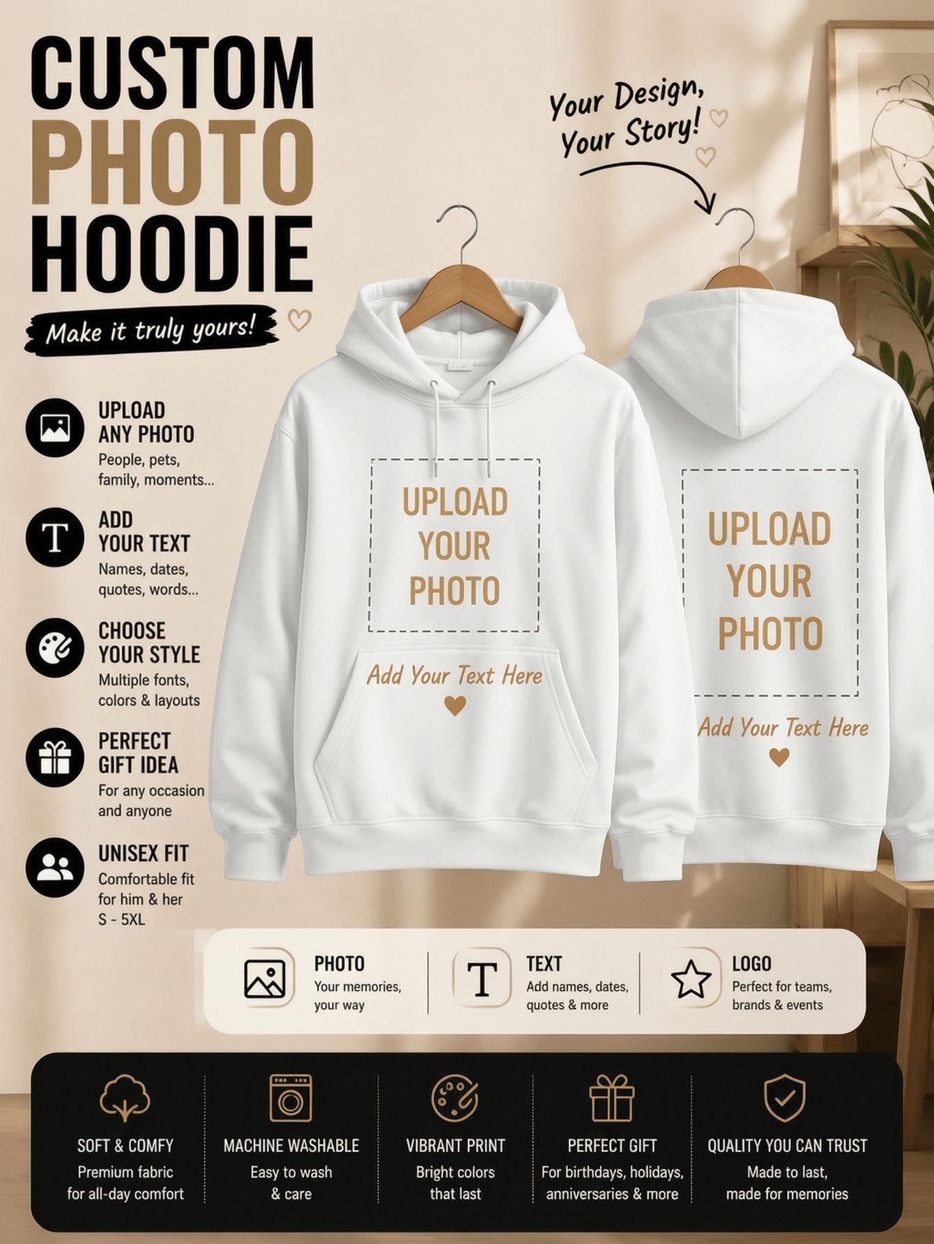 Winter Customize Womens Hoodie - Graphic Tee Oversized ulasan dan harga