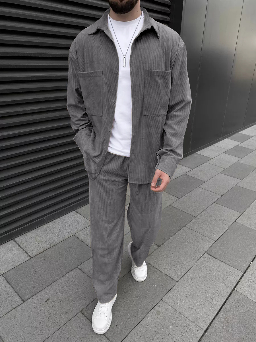 Men's Corduroy Two-Piece Outfi - Mens Fashion Wear ulasan dan harga