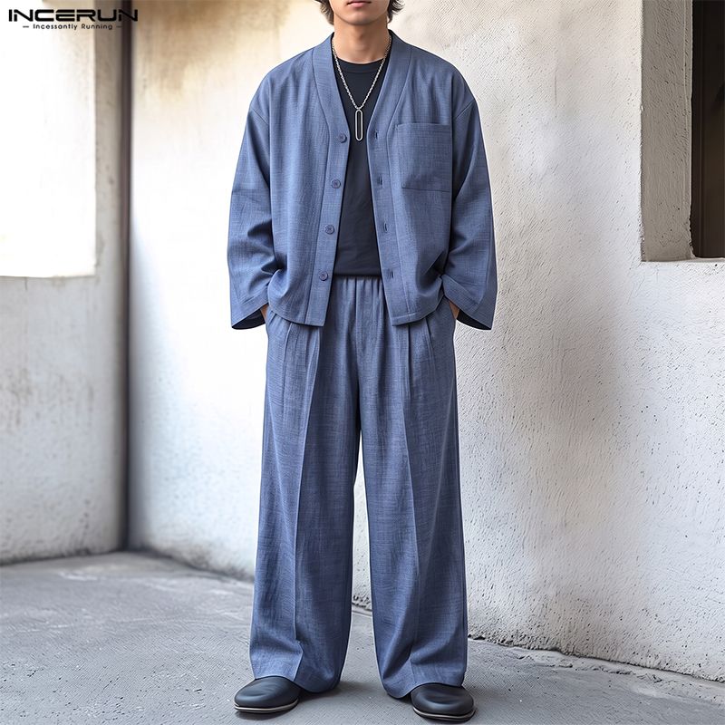 INCERUN Men Sets Solid Color L - Track Suit Men ulasan dan harga