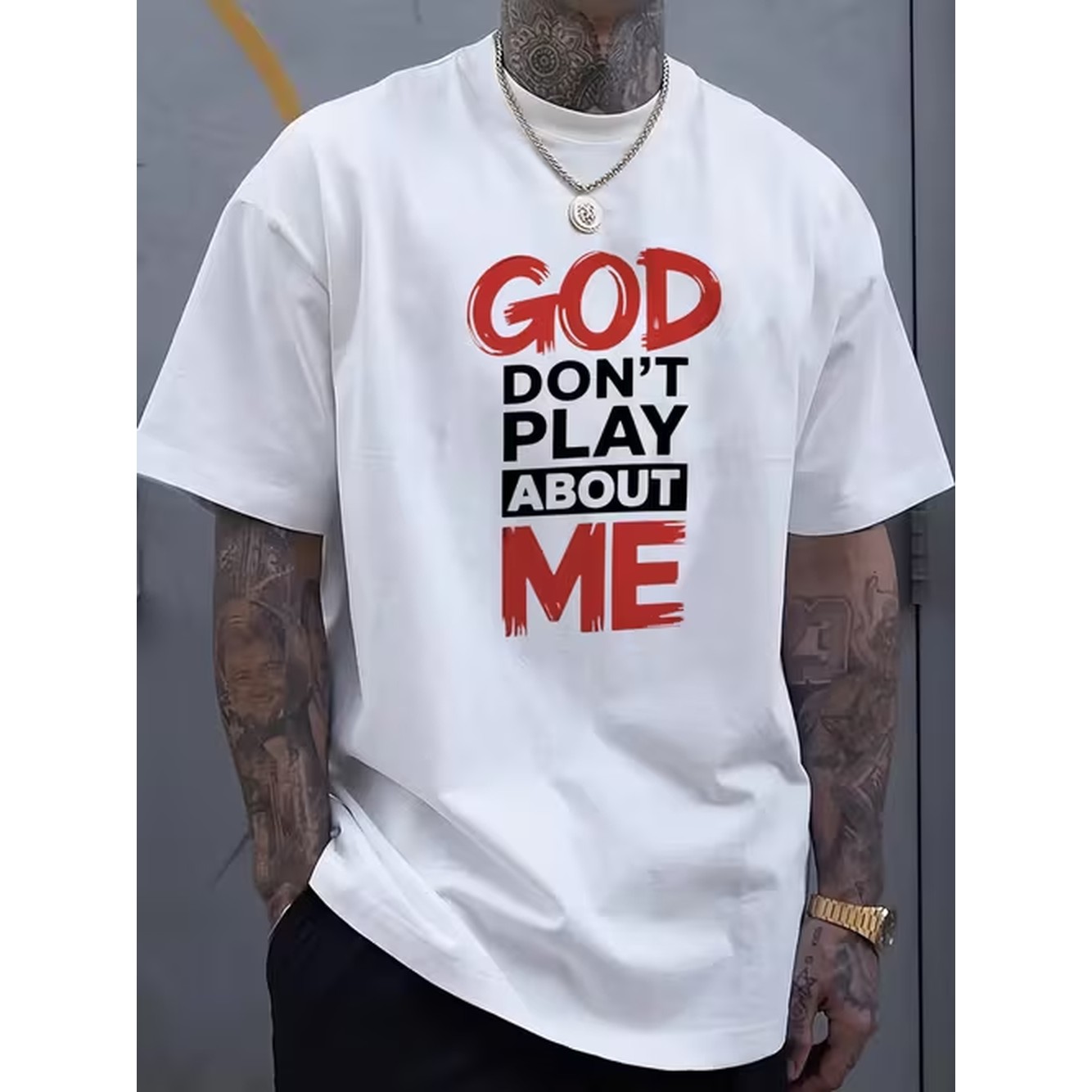 God Don't Play About Me Letter - Graphic Tee Oversized ulasan dan harga