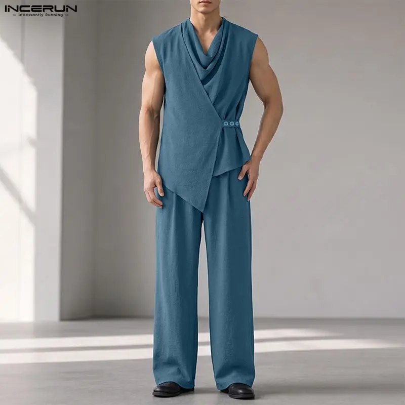 INCERUN Men Sets Solid Color S - Track Suit Men ulasan dan harga