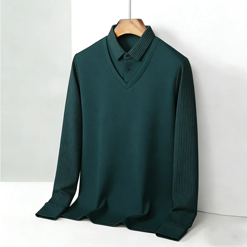 Men's Fake Two Piece Shirt Col - Mens Fashion Wear ulasan dan harga