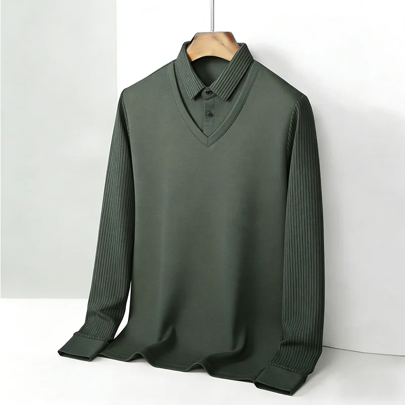 Men's Fake Two Piece Shirt Col - Mens Fashion Wear ulasan dan harga