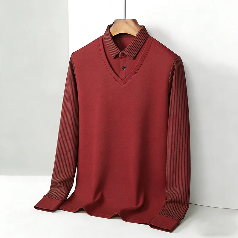 Men's Fake Two Piece Shirt Col - Mens Fashion Wear ulasan dan harga