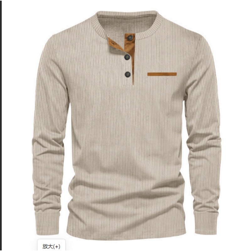 Men's Corduroy Henley Neck Lon - Mens Fashion Wear ulasan dan harga